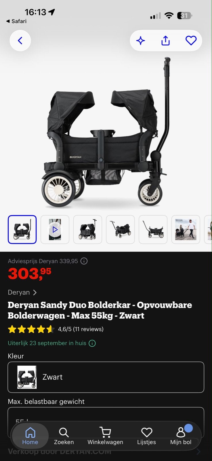 Nieuwe Deryan Sandy Duo Bolderkar - Opvouwbaar, Ophalen, Opvouwbaar, Nieuw