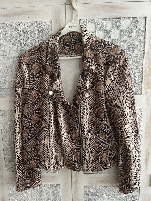 Jasje Creme de la creme bruin-zwart slangenprint met ritsXXL, Kleding | Dames, Meerkleurig, Maat 46/48 (XL) of groter, Nieuw, Ophalen of Verzenden