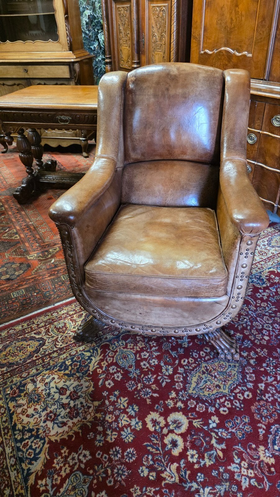 vroeg antieke Engelse schaapsleteren fauteuil, Ophalen