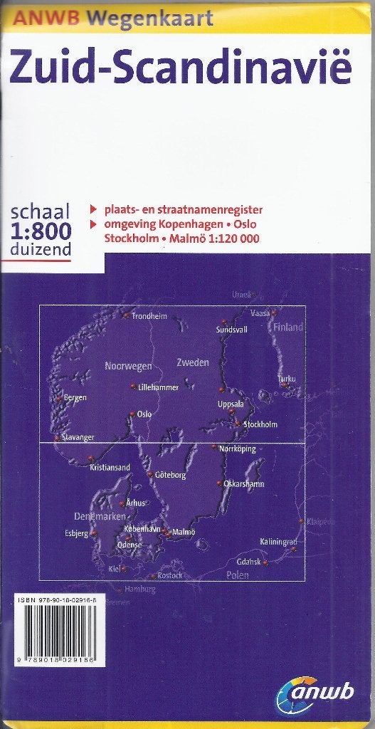 Plattegrond zuid scandinavie 2009 / 2010, Gelezen, Ophalen of Verzenden, Landkaart, 1800 tot 2000