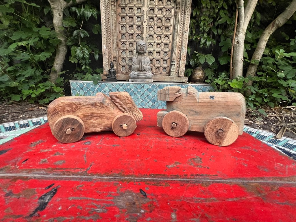 India decoratie speelgoed hout Indiase koe op wielen India, Boho, Nieuw, Ophalen of Verzenden, https://verburgtvintage.nl/#contact