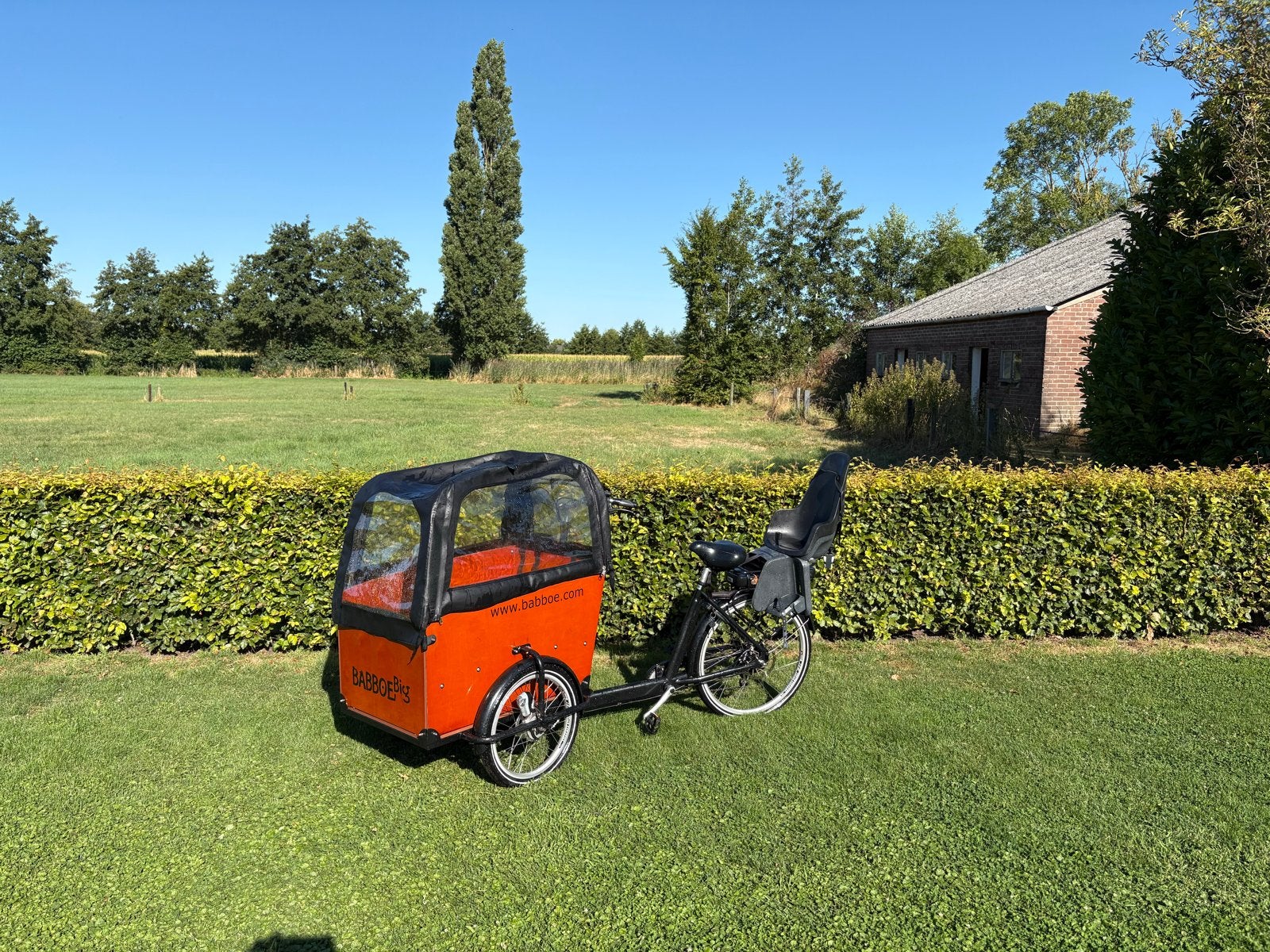 Babboe Big E Bakfiets 486WH accu!, Ophalen, Gebruikt, Huif, 3 kinderen