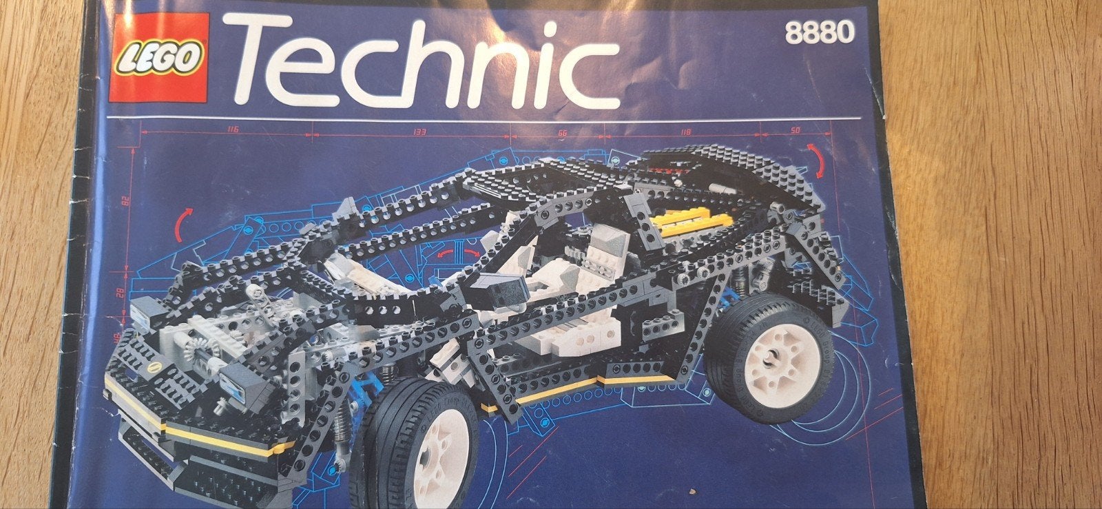 Lego Technic 8880 Super Car - Handleiding en onderdelen, Gebruikt, Lego, Ophalen of Verzenden, Technic