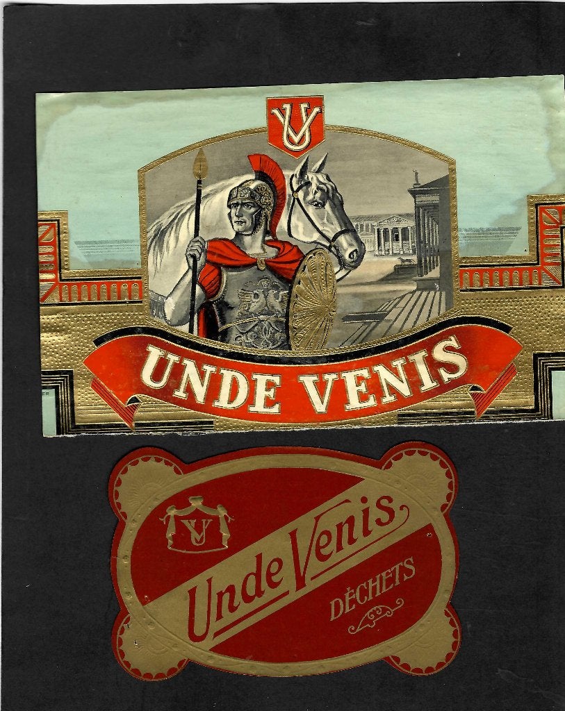 Unde Venis  2 etiket, Ophalen of Verzenden, Gebruikt, Sigarenbandjes