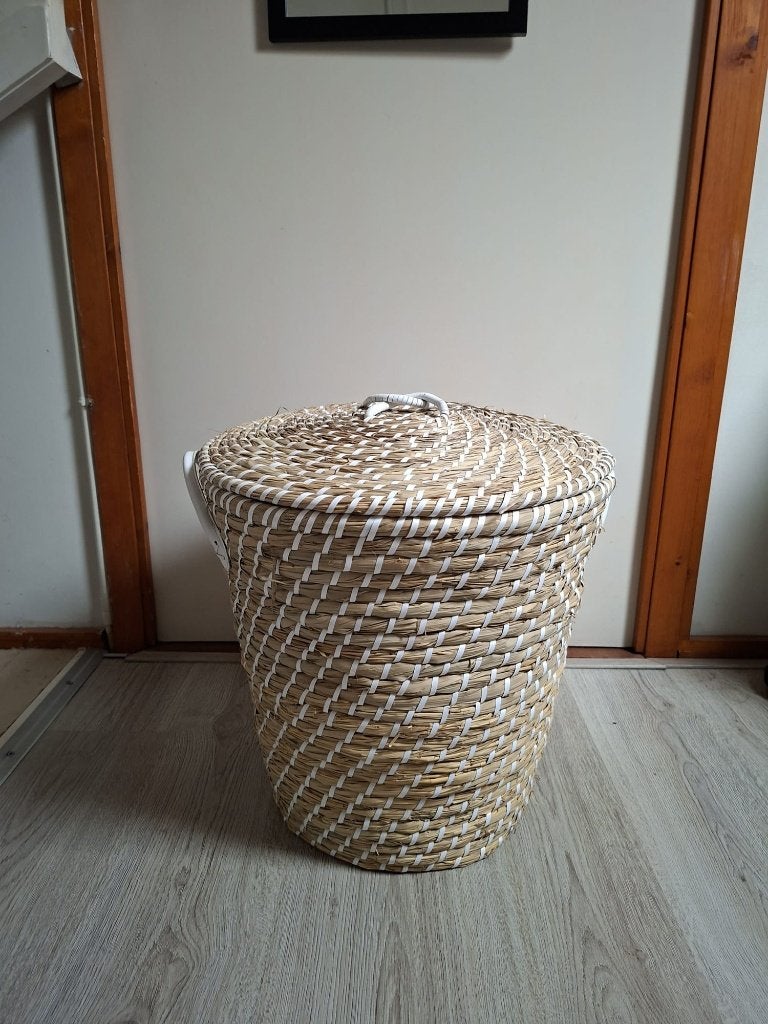 Rieten mand, Huis en Inrichting, Woonaccessoires | Schalen en Manden, Ophalen, Gevlochten, Mand, Rond