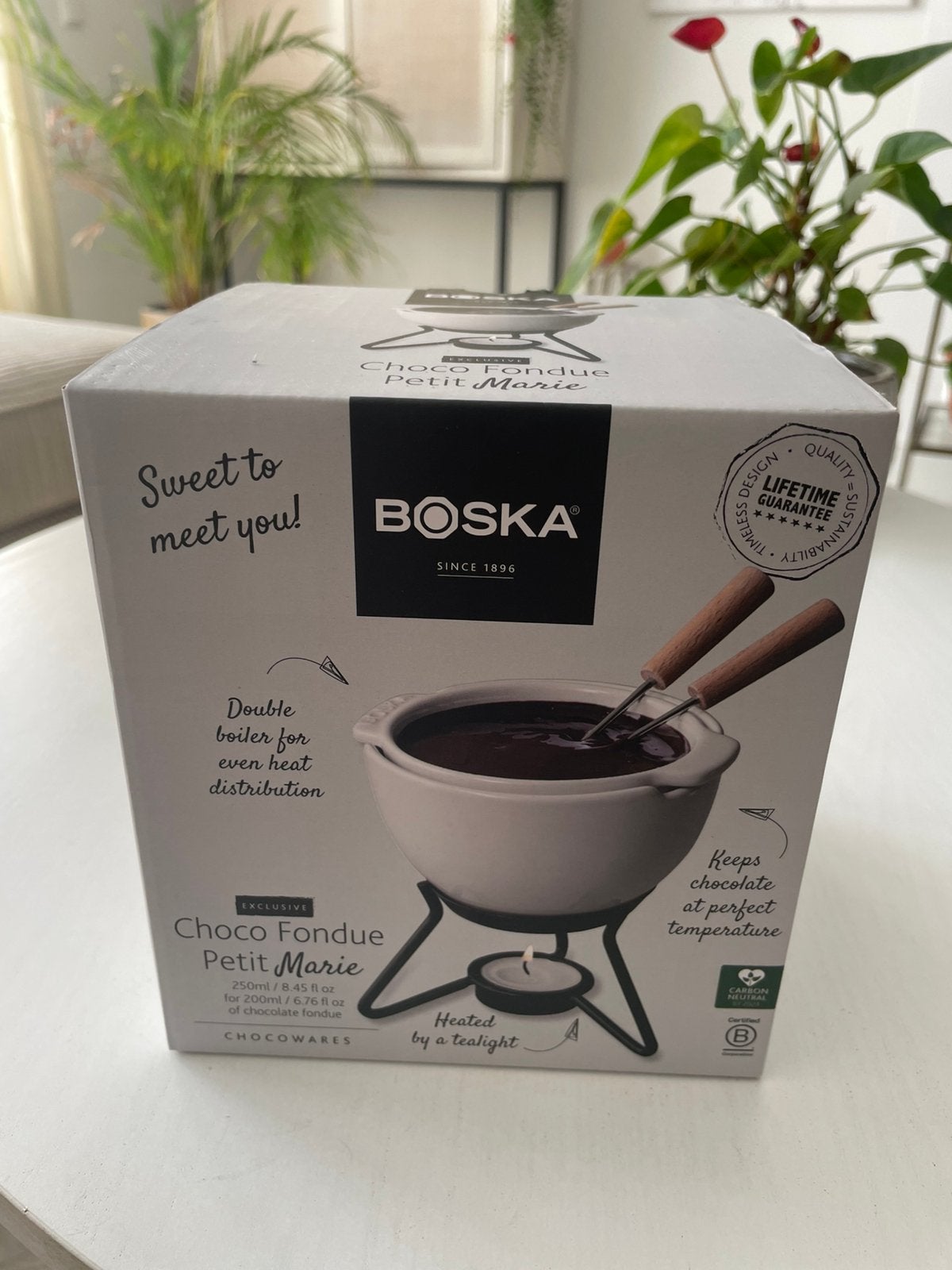 Boska chocolade fondue, Witgoed en Apparatuur, Fonduesets, Ophalen of Verzenden, Zo goed als nieuw, Waxinelicht, Fondueset