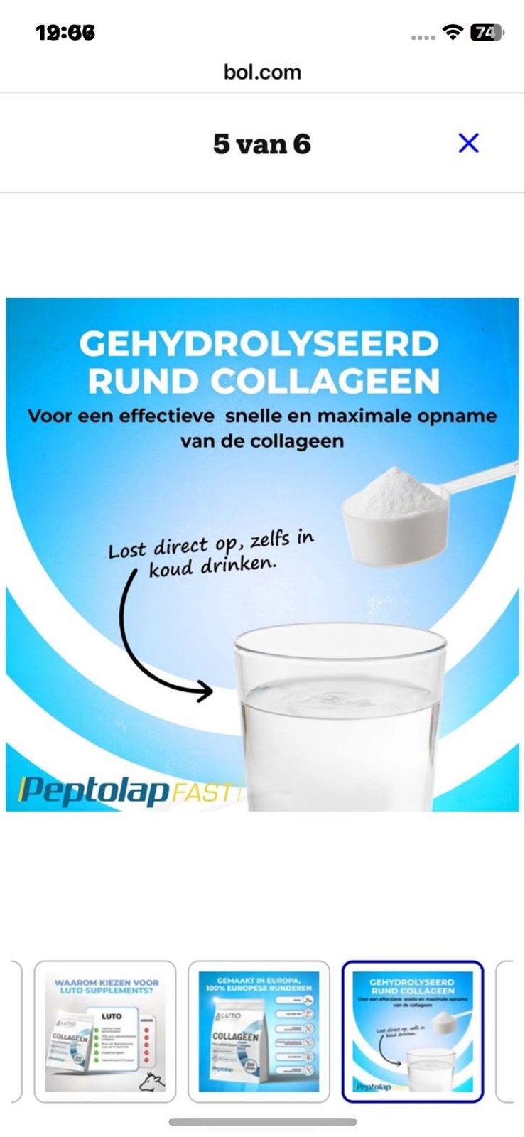 Luto Supplements Collageen Poeder - Peptolap Fast 500g, Sport en Fitness, Gezondheidsproducten en Wellness, Ophalen of Verzenden