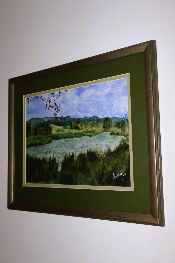 Schilderij aquarel 45x55cm gesigneerd A vd Hogen, Ophalen