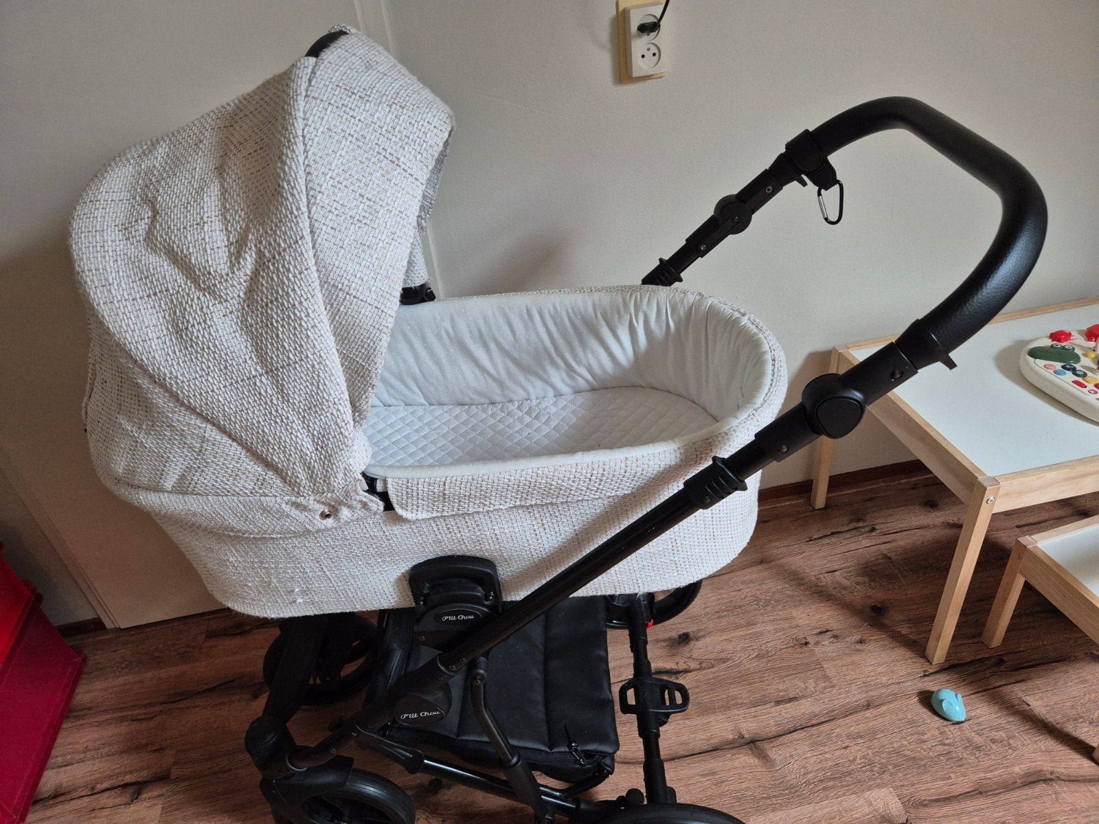 P'tit Chou Kinderwagen met Buggy Gedeelte - Wit/Zwart, Gebruikt, Combiwagen, Met reiswieg, Ophalen