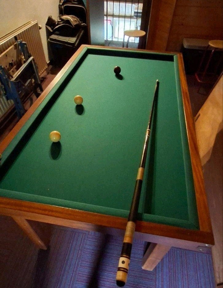 Mooie gebruikte biljarttafel (175x95cm) met keu en ballen, Ophalen, Gebruikt, Biljarttafel