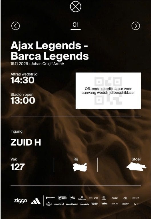 1 kaart Ajax Legends - Barca Legends F side, Losse kaart, Eén persoon, November, Europa of Champions League