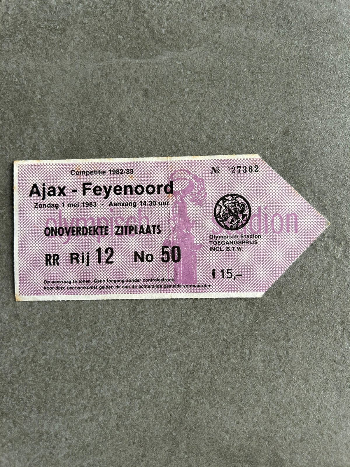 Ajax - Feyenoord ticket, Ophalen of Verzenden, Gebruikt, Ajax, Overige typen