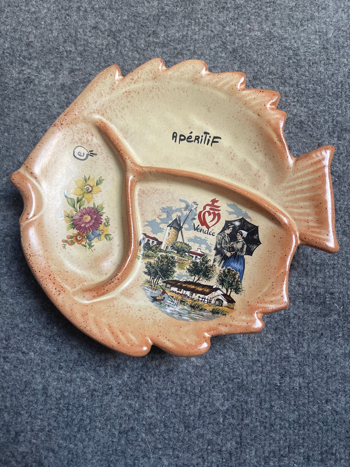 Vintage Vissen schaal 'Apéritif' - Vendée souvenir, Ophalen of Verzenden