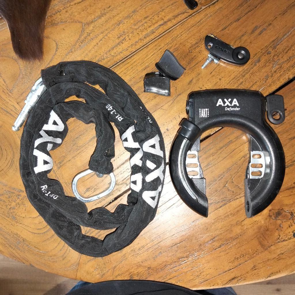 Axa fietsslot+ketting, Ophalen of Verzenden, Gebruikt, Ringslot