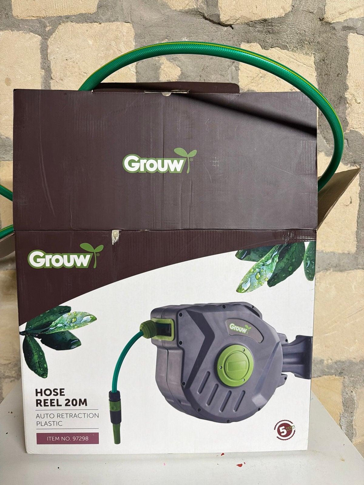 Grouw Tuinslanghaspel 20m met automatische oprolfunctie, Ophalen of Verzenden, Nieuw, Tuinslanghaspel