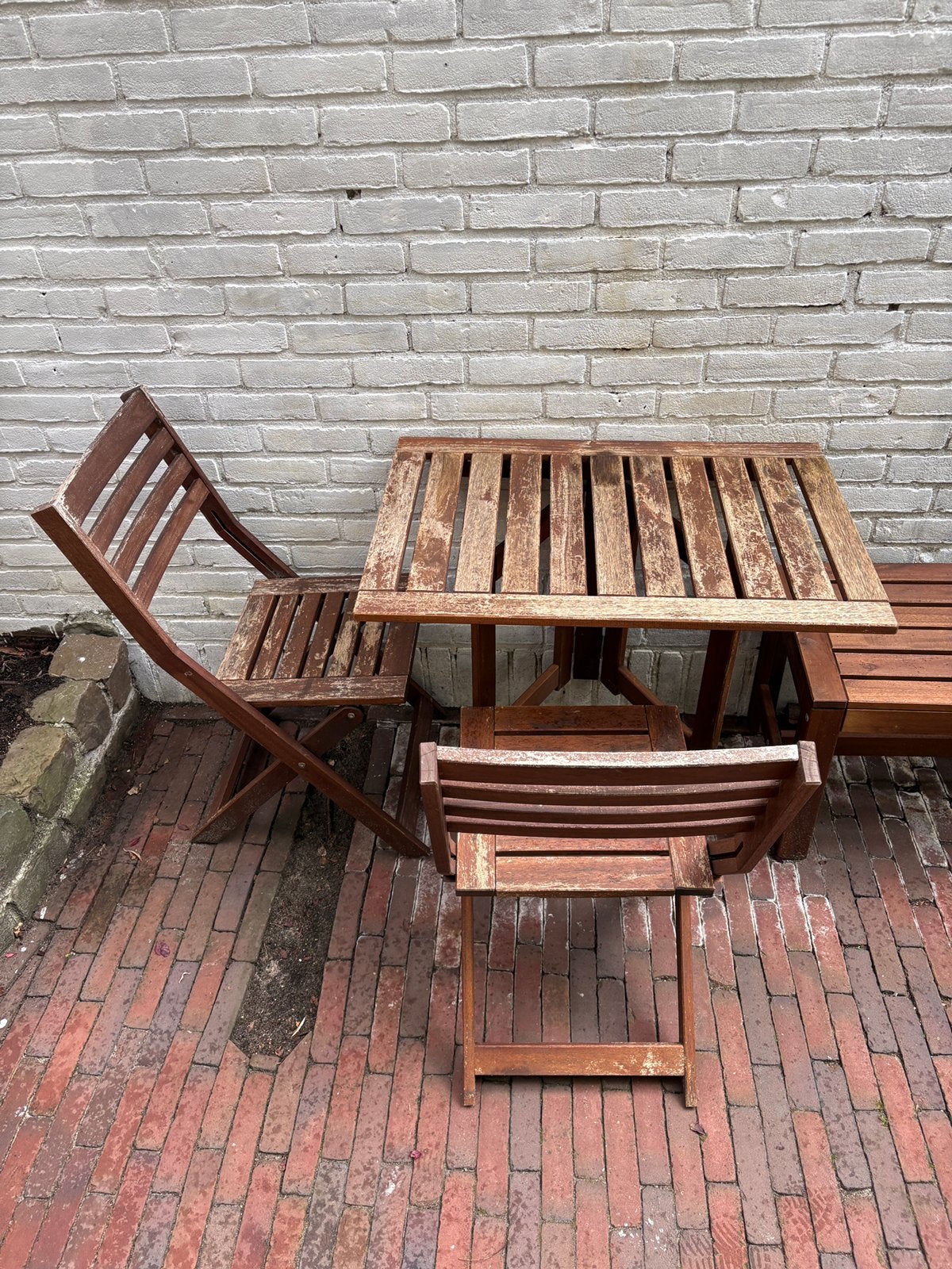 Ikea Applaro balkontafel en stoelen, Gebruikt, Tuinset, Hout, Ophalen