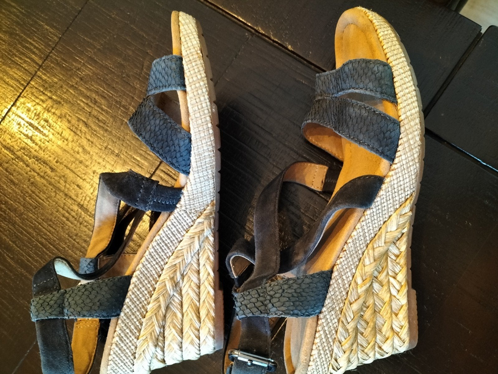 Gabor Sandalen met sleehak - Maat 40.5, Blauw, Gabor, Zo goed als nieuw, Sandalen of Muiltjes