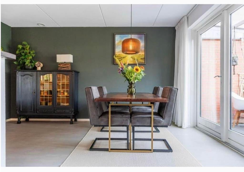 Dutchbone Class eettafel 180x90 cm - Hout met visgraatpatroo, Ophalen, 50 tot 100 cm, Zo goed als nieuw, 150 tot 200 cm