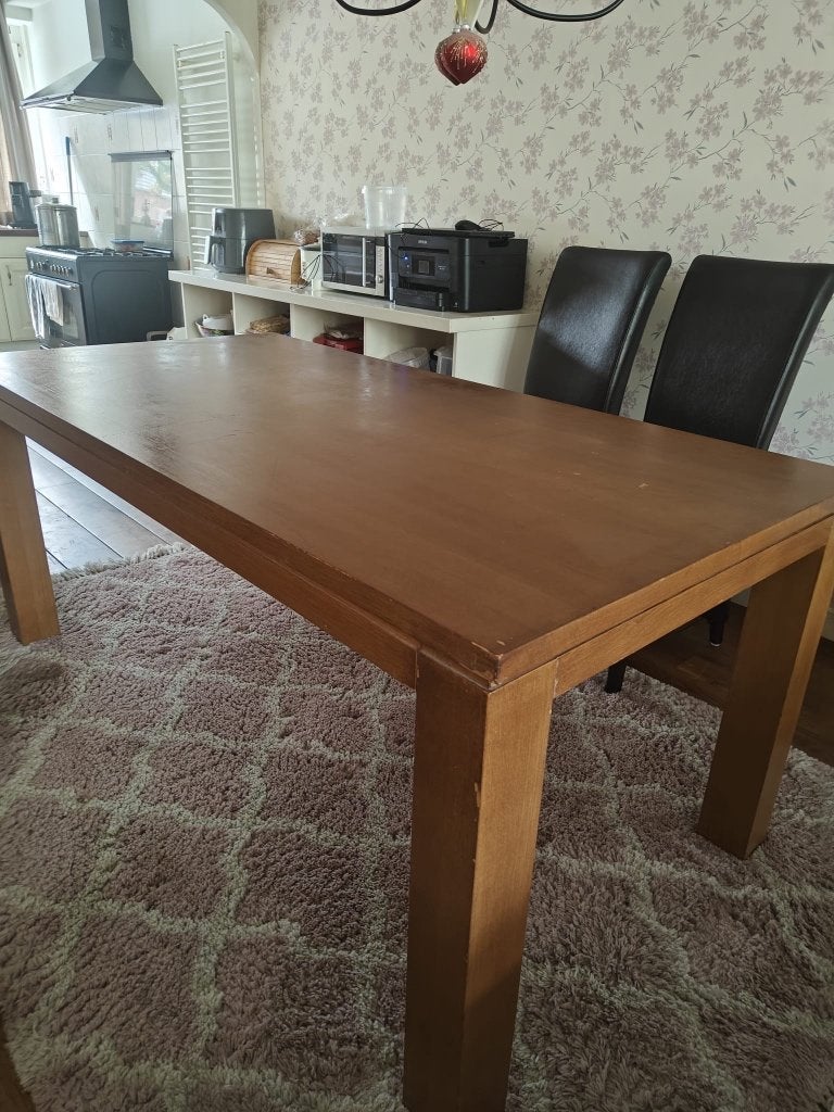 Gratis op te halen. Een houten eettafel. Maten 90/ 180, Huis en Inrichting, Tafels | Eettafels, Ophalen, Gebruikt, Eikenhout, 50 tot 100 cm