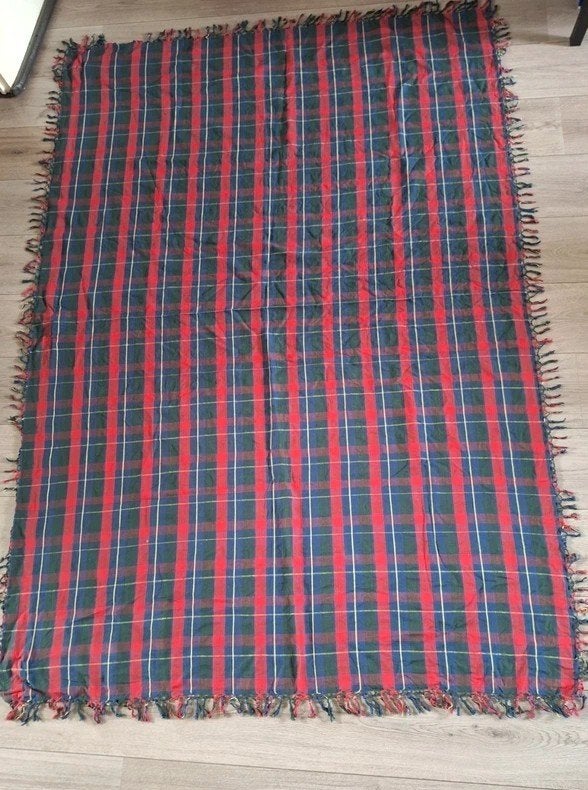 Grote tartan plaid Schotse ruit rood groen 190x130 cm, Huis en Inrichting, Woonaccessoires | Plaids en Woondekens, 190 cm, Rood