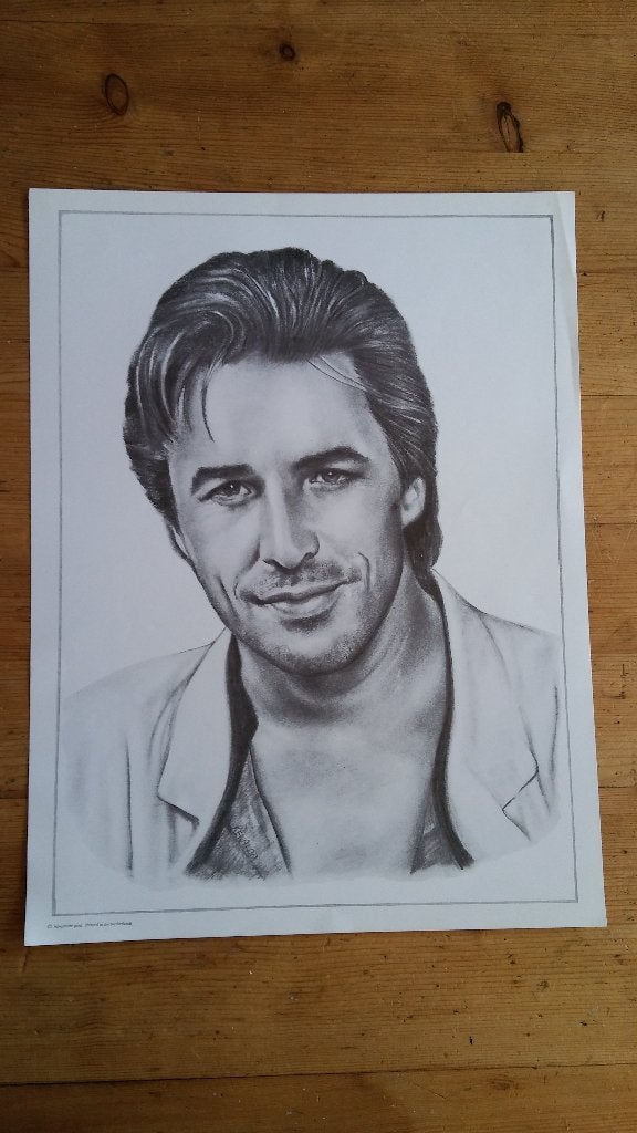 Don Johnson Miami Vice vintage tekening print afbeelding 1, Verzamelen, Ophalen of Verzenden, Gebruikt, Overige typen