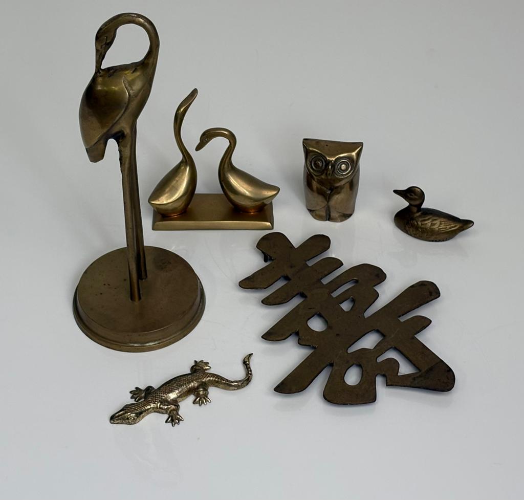 6 x vintage messing lot verzameling dieren beestjes brass, Ophalen of Verzenden, Zo goed als nieuw, Dier