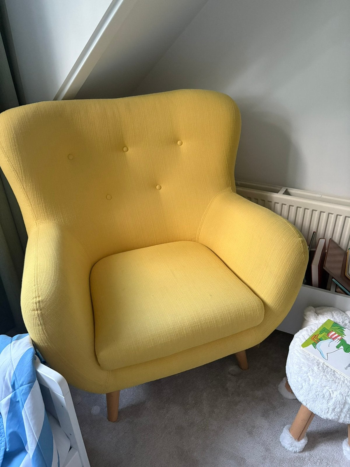 Leuke gele fauteuil, Ophalen, 75 tot 100 cm, Zo goed als nieuw, 75 tot 100 cm