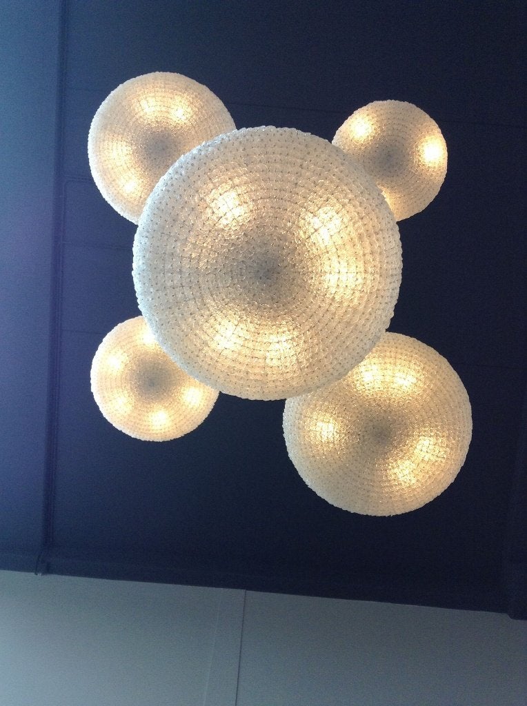 6 Italiaanse design hanglampen glas unieke set, Ophalen, Zo goed als nieuw, Glas, Modern authentiek