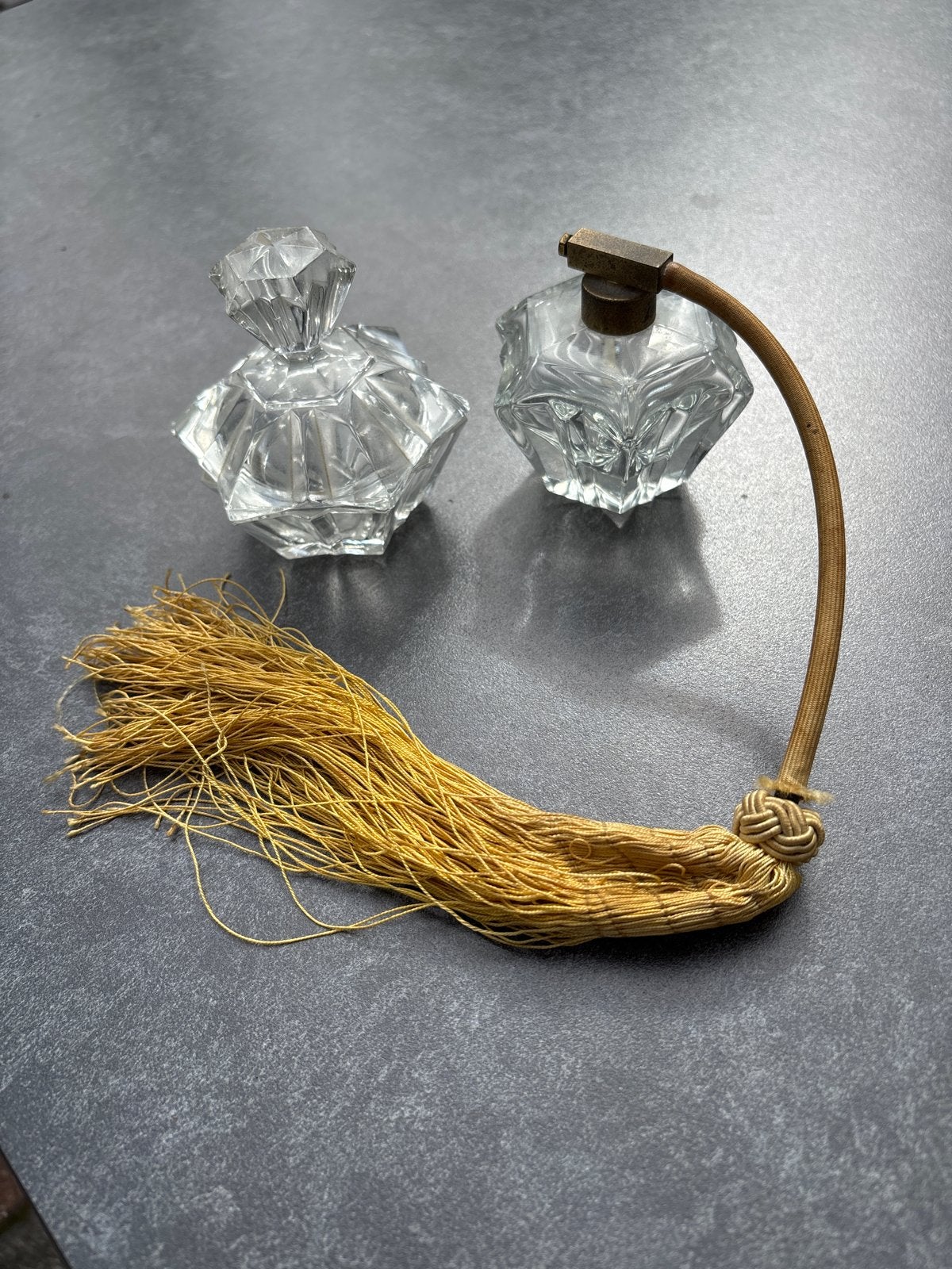 Vintage Parfum Verstuiver en Flesje - Glas, Antiek en Kunst, Ophalen of Verzenden