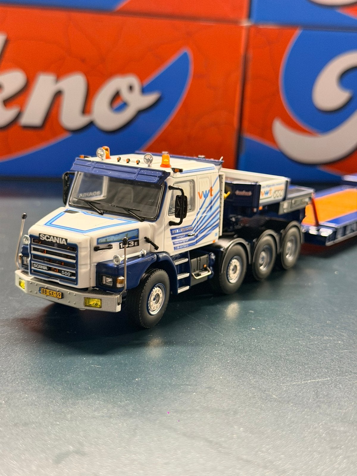 WSI Van Wijgerden Scania T143E 500, Ophalen of Verzenden, Zo goed als nieuw, Bus of Vrachtwagen, Overige merken