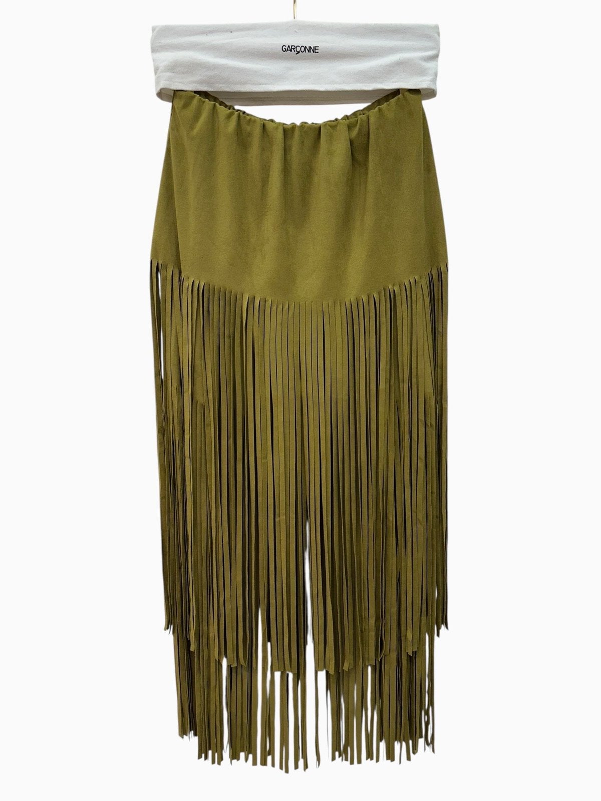 GARCONNE lange suede-look franje rok bruin of anijsgroen, Kleding | Dames, -, Verzenden, Parijs, Nieuw