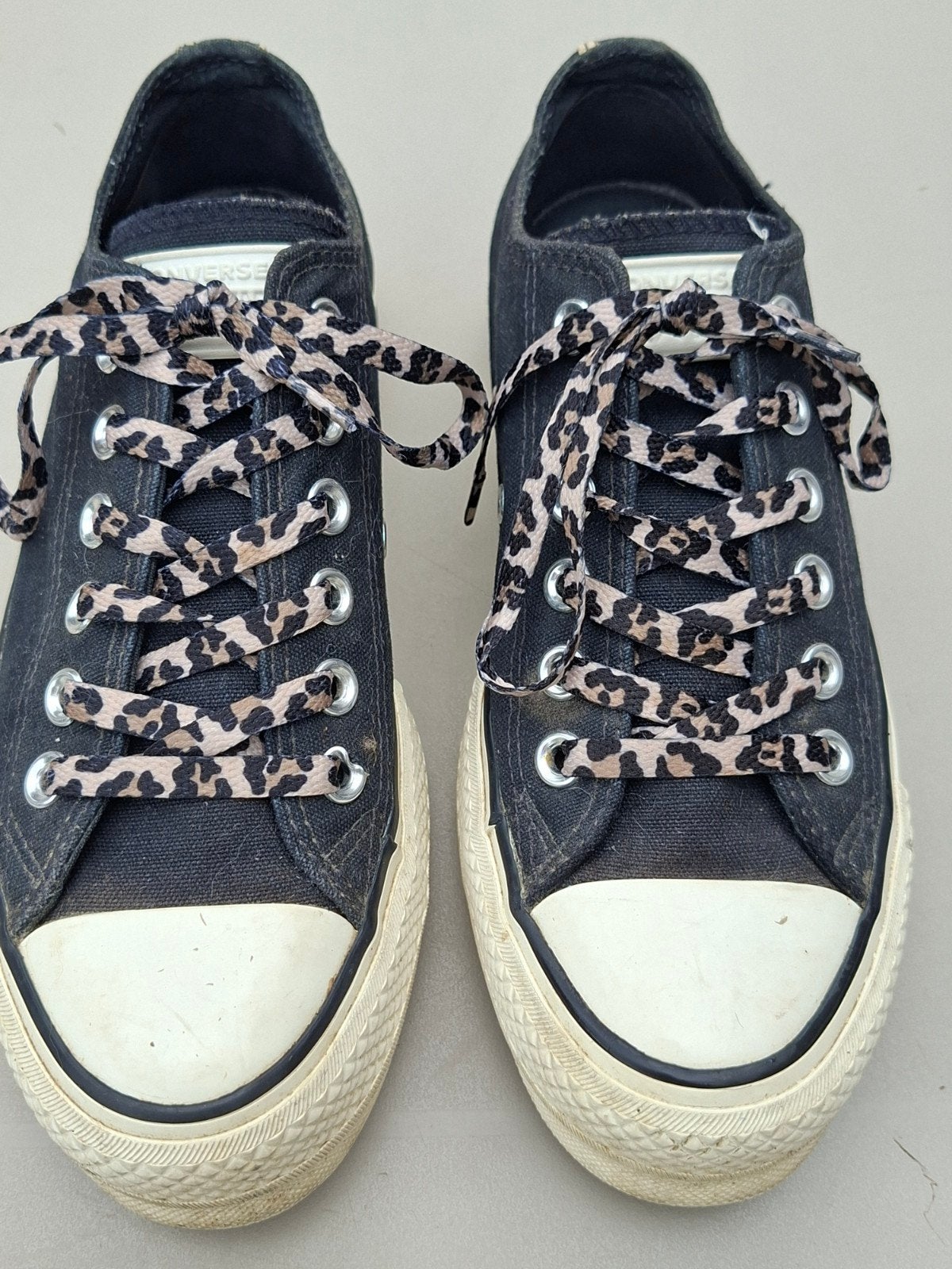 Converse All Stars zwart met panterprint veters - maat 36,5, Kleding | Dames, Schoenen, Zwart, Converse, Ophalen of Verzenden