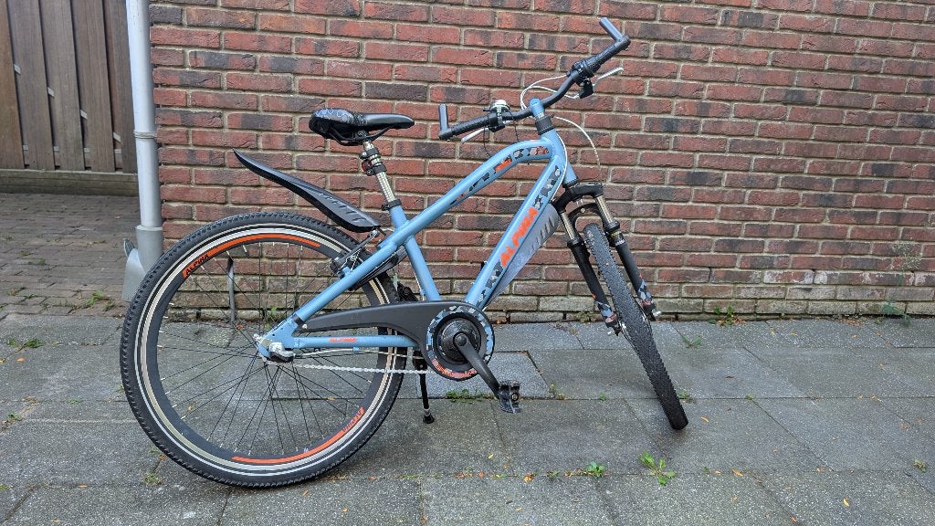 Alpina Trial fiets 24 inch blauw, Ophalen, Velgrem, Alpina, Handrem