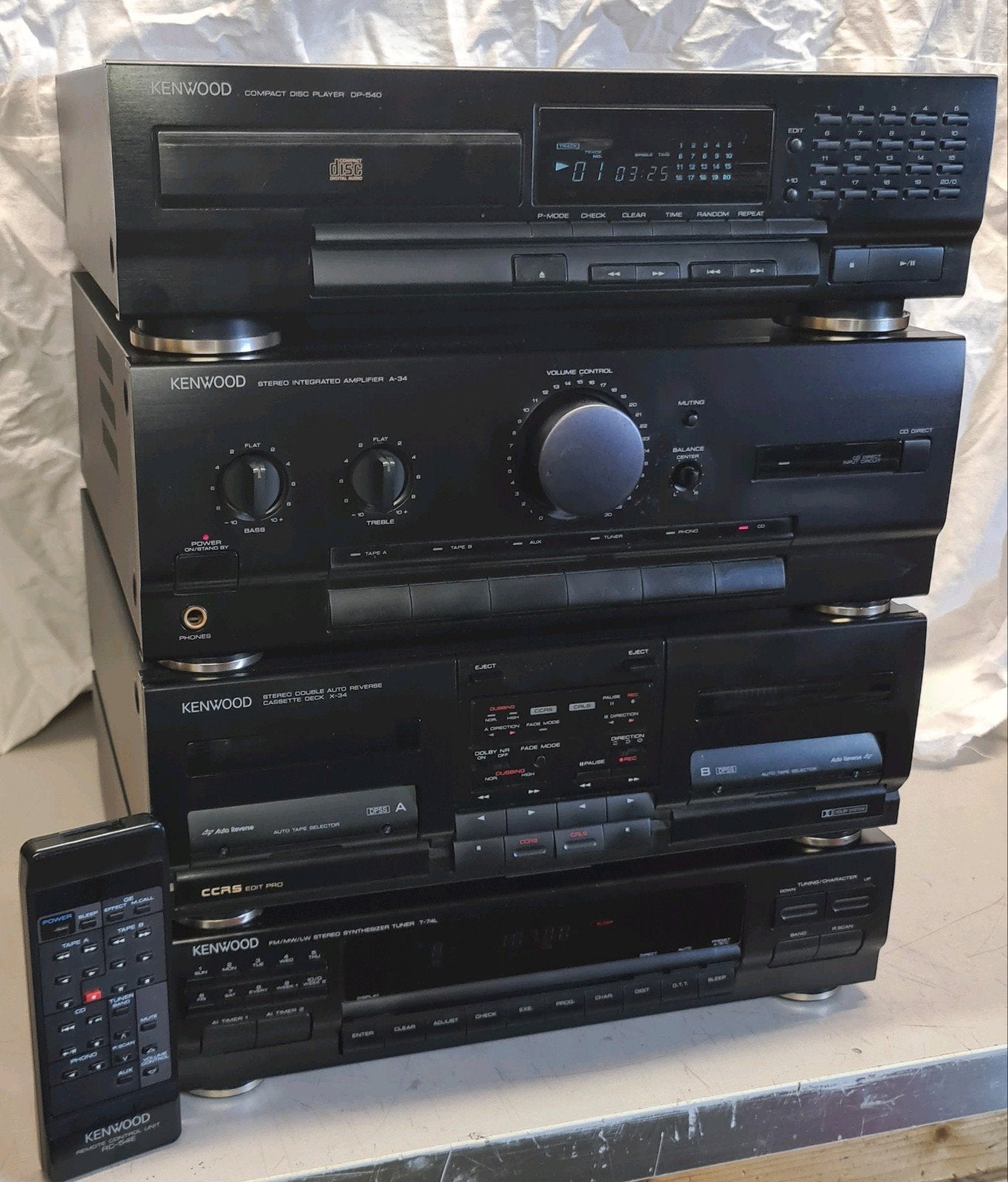 Kenwood set 4 delig versterker cd tuner cass.deck + remote, Ophalen of Verzenden, Cassettedeck, Overige merken