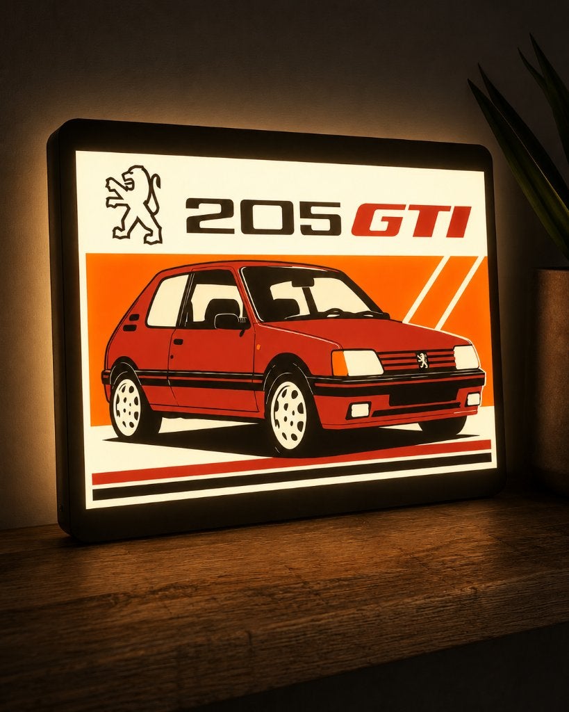 Peugeot 205 GTI Lightbox LED, Verzenden, ., Lichtbak of (neon) lamp, Nieuw