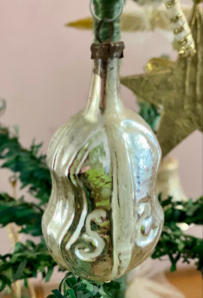 Antieke kerstbal glas viool feathertree, Diversen, Kerst, Ophalen of Verzenden, Gebruikt