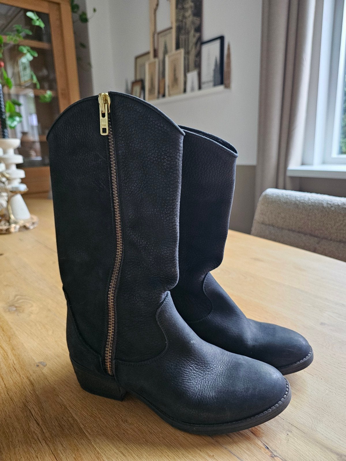 zwarte stoere leren laars maat 39 van Cinderella, Ophalen of Verzenden