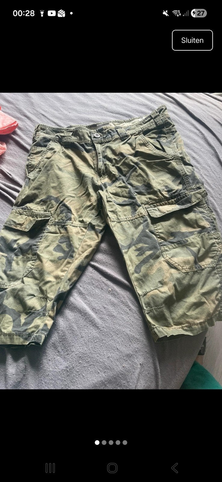Camo Cargo Korte Broek Maat S, Onbekend, Ophalen of Verzenden, Gedragen, Groen