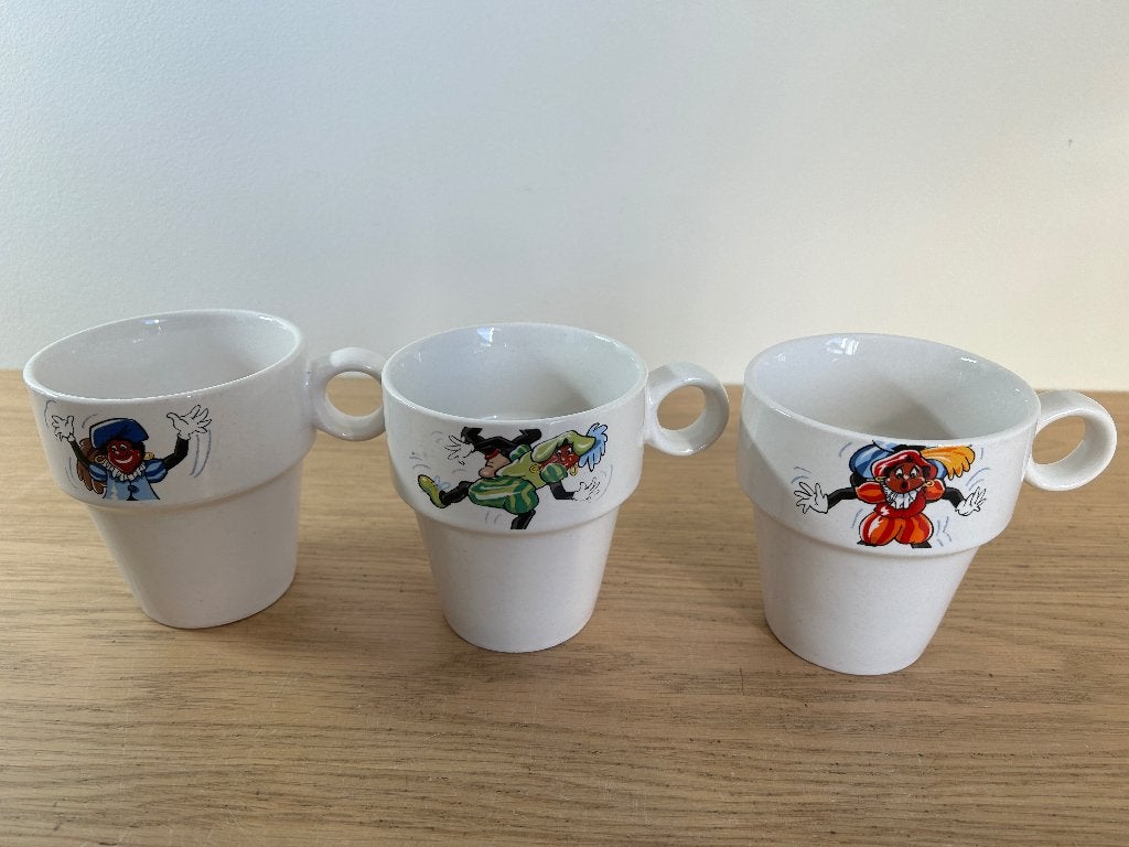 Vintage Sinterklaas Mokken Bekers Set van 5, Ophalen of Verzenden, Zo goed als nieuw