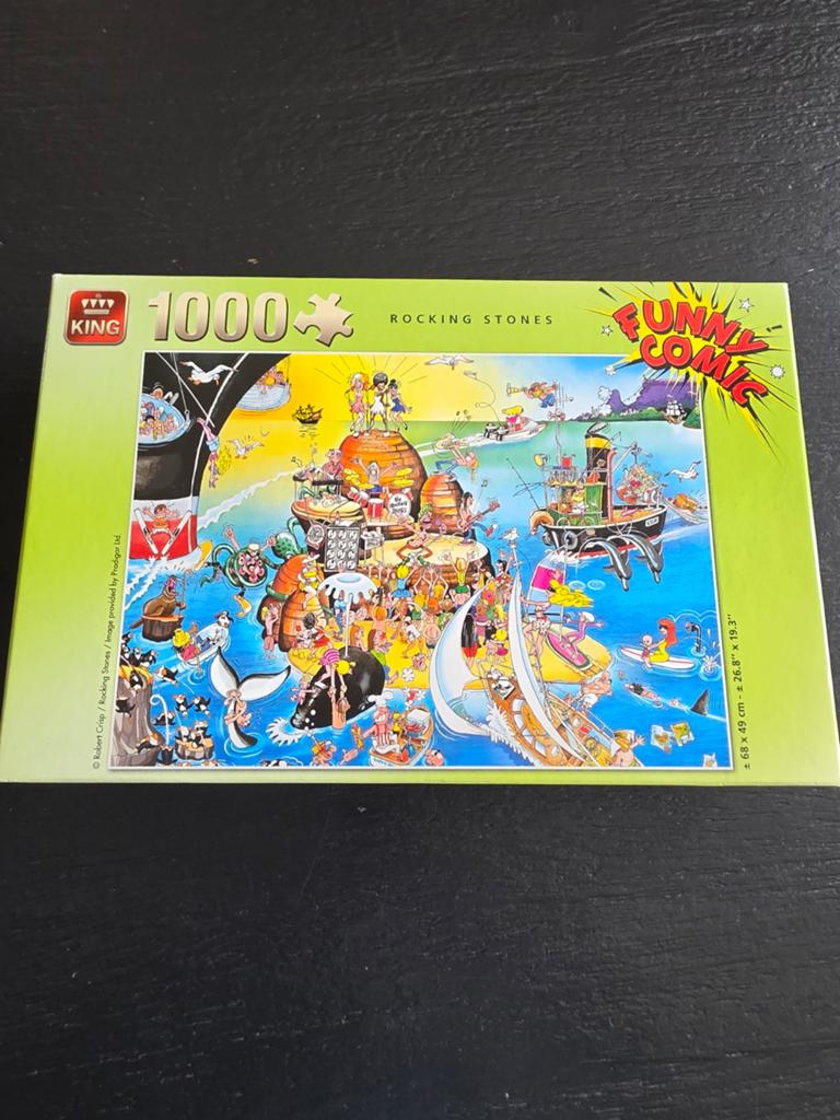 King Funny Comic Rocking Stones Puzzel 1000 stukjes, Ophalen of Verzenden, 500 t/m 1500 stukjes, Zo goed als nieuw, Legpuzzel
