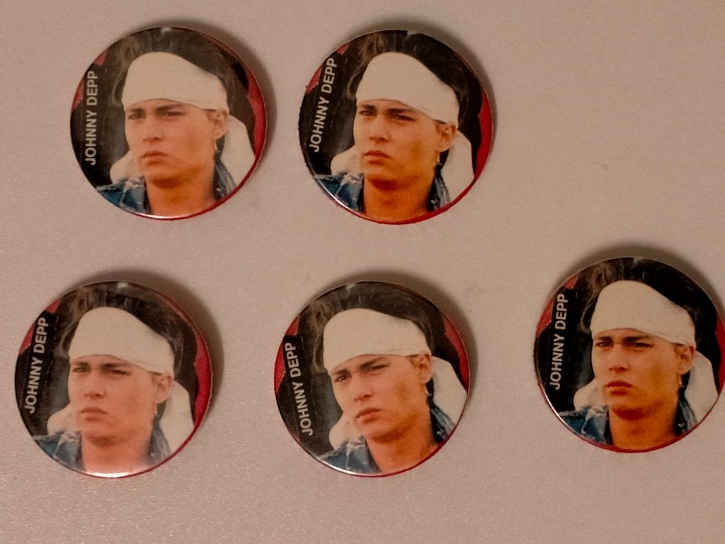 Johnny Depp artiest film acteur vintage buttons button, Ophalen of Verzenden, Gebruikt, Overige onderwerpen