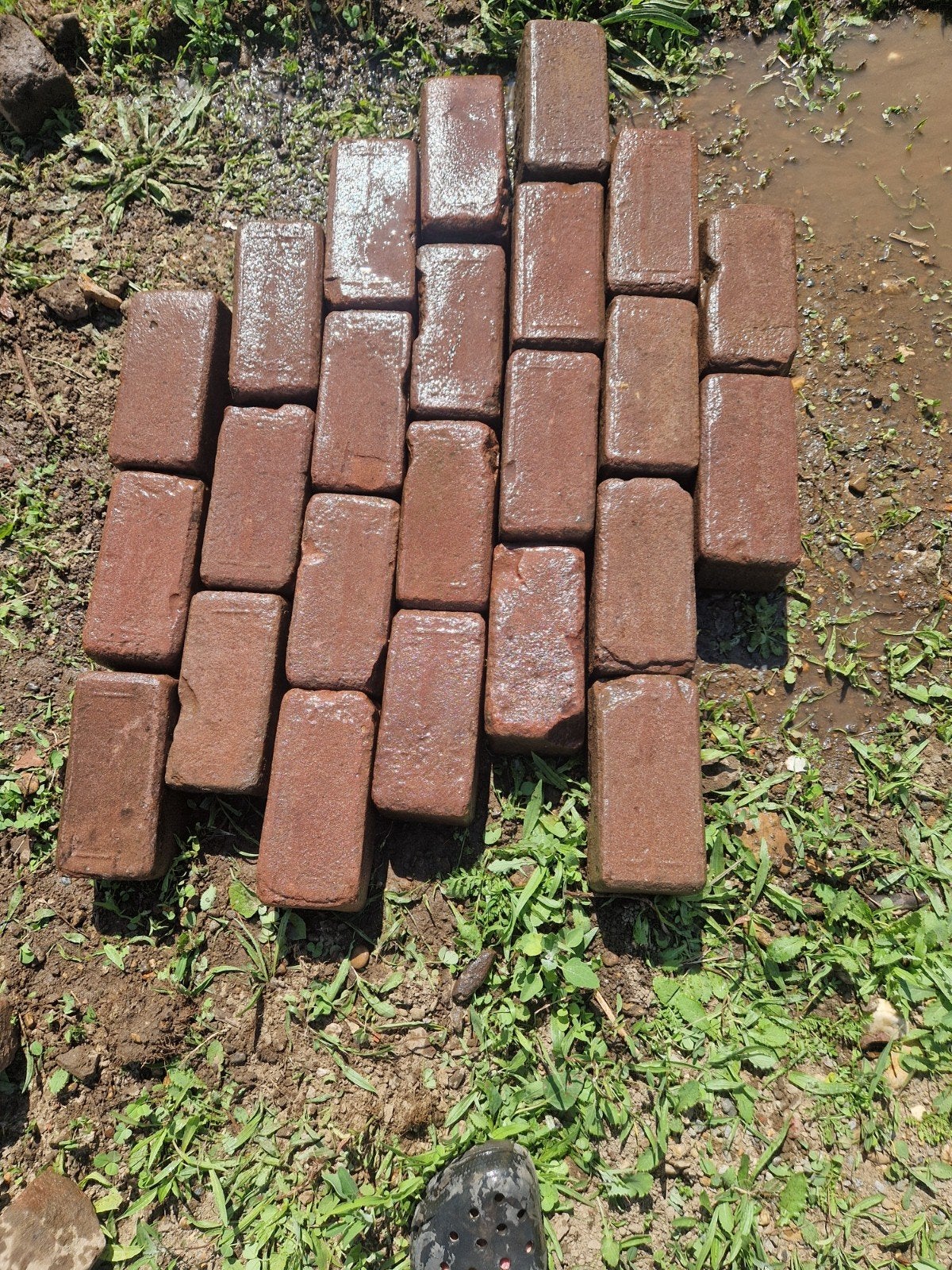 142 m2 Oude Kleiklinkers20x10x9  nat en droge toestand, Tuin en Terras, Ophalen of Verzenden, Gebruikt, Overige materialen