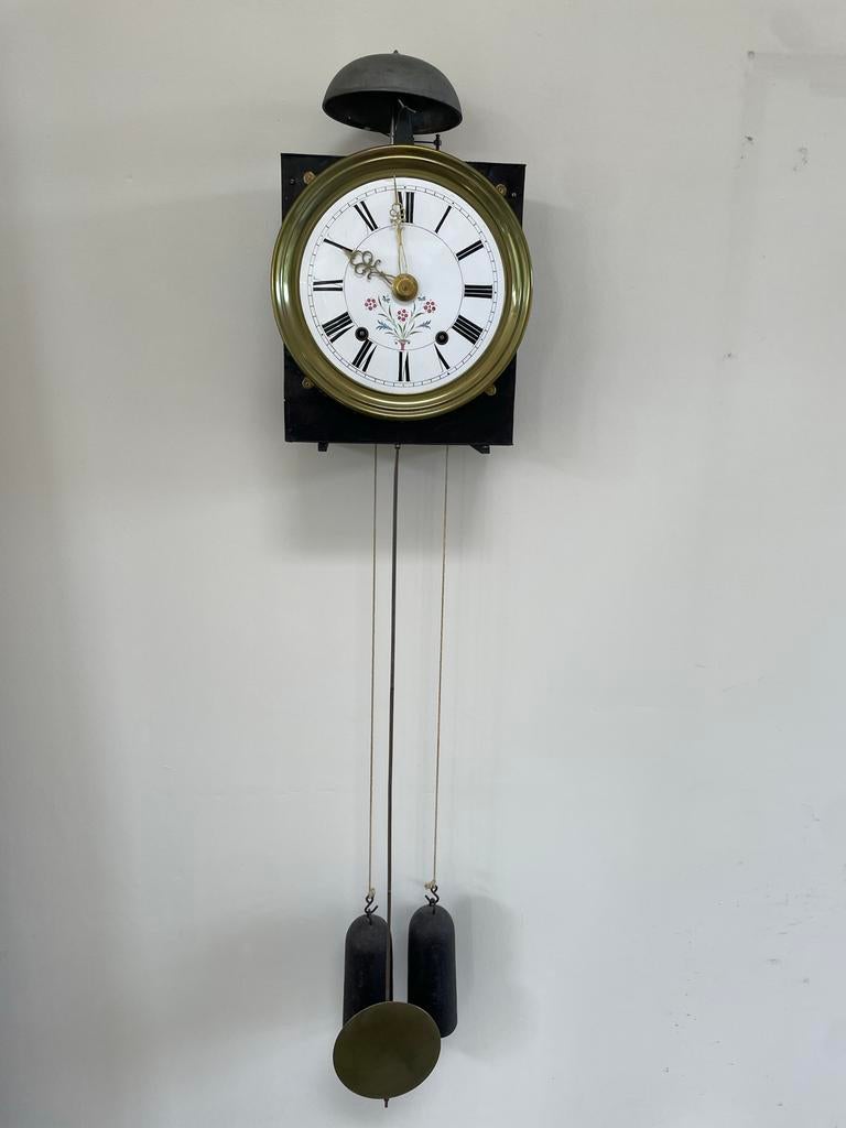 Antieke Comtoise Klok met Vouwslinger - Frankrijk, ca. 1860, Antiek en Kunst, Antiek | Klokken, Ophalen