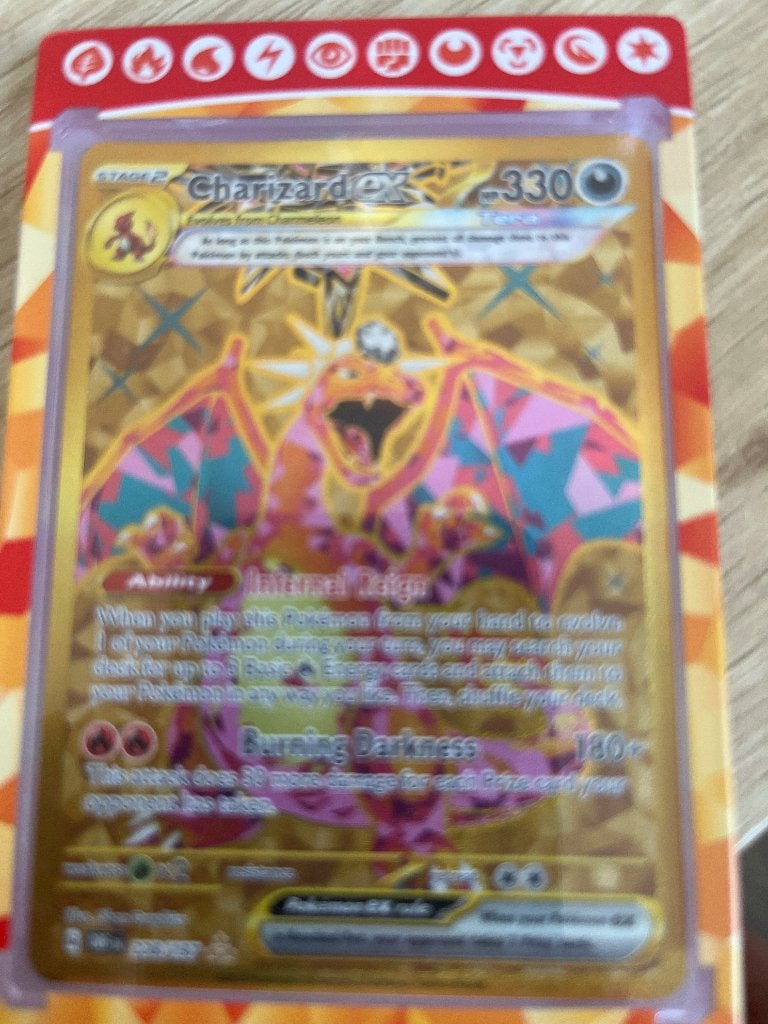 Pokemon kaart charizard ex tera kaart goud, Ophalen of Verzenden, Nieuw, Losse kaart