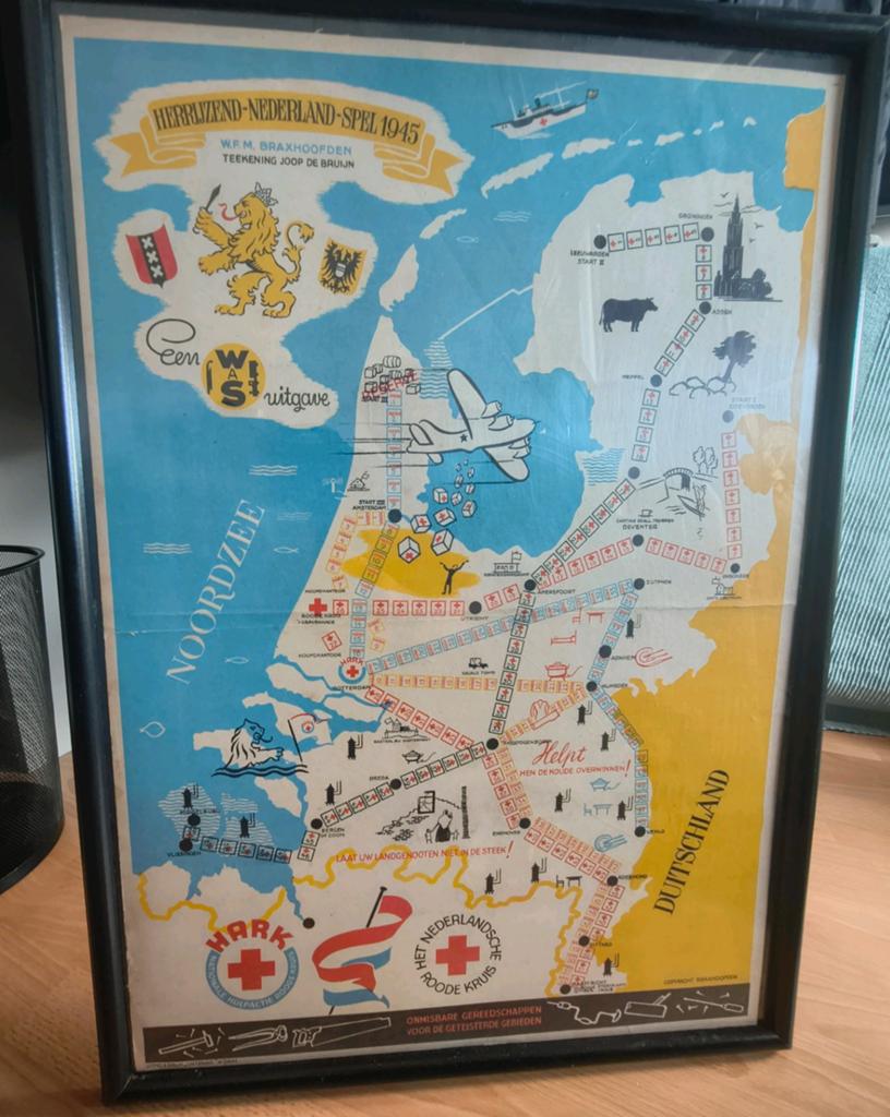 Poster 'Herrijzend Nederland 1945'., Ophalen of Verzenden, Nederland, Foto of Poster