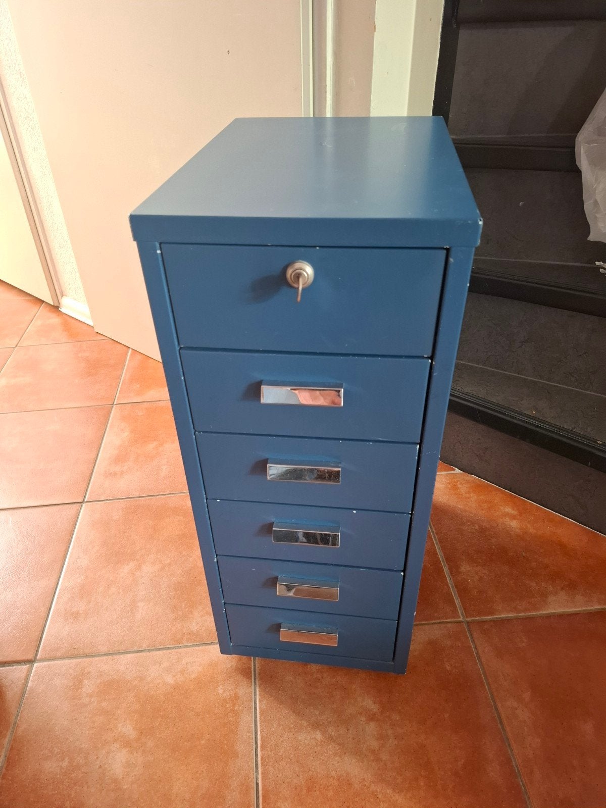 Metalen ladekast 6 lades ladeblok industrieel zes blauw, Ophalen, Minder dan 50 cm, Gebruikt, 5 laden of meer