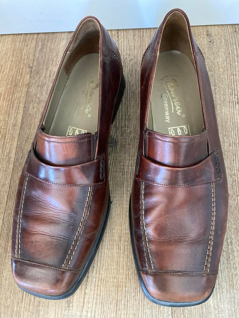 Durea Greenway leren instappers maat 41 - Bruin leer, Kleding | Dames, Schoenen, Ophalen of Verzenden, Gedragen, Bruin, Instappers