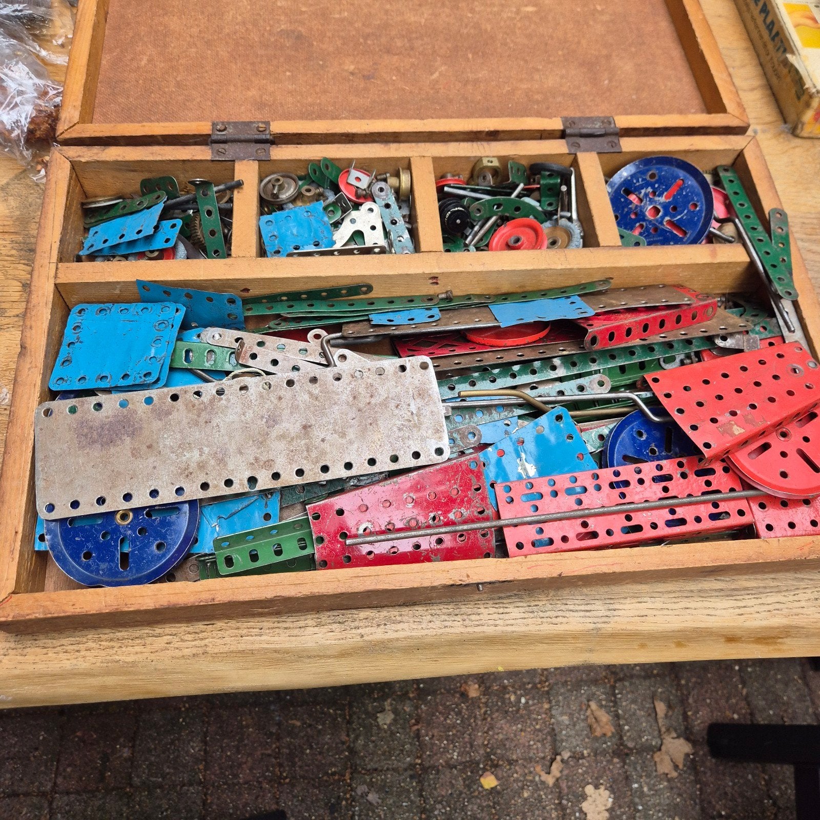 Vintage Meccano Set in Houten Kist, Ophalen