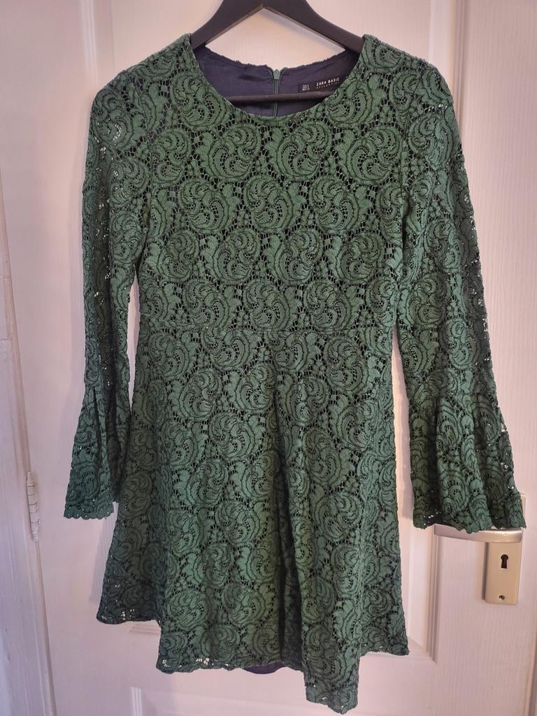 Zara Basic Collection Groene Kanten Jurk Maat S, Zara, Ophalen of Verzenden, Zo goed als nieuw, Maat 36 (S)