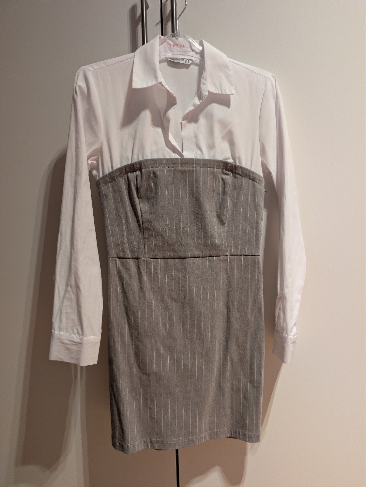 Stradivarius jurk met overhemd detail - Maat M, Maat 38/40 (M), Wit, Ophalen of Verzenden, Zo goed als nieuw